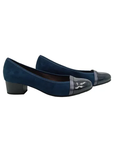 Jana Soft Line Damen Pumps Gr. 40 Blau Wildleder Lack Elegant