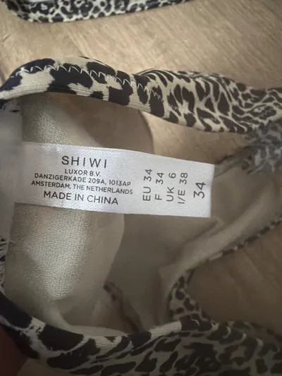 SHIWI Damen Bikini Leoparden-Print Rüschen Beige Gr. 34