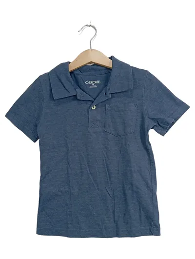 Cherokee Poloshirt Kinder Jungen Gr. 104 Blau Meliert Kurzarm Baumwoll-Mix Basic