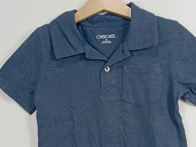 Cherokee Poloshirt Kinder Jungen Gr. 104 Blau Meliert Kurzarm Baumwoll-Mix Basic