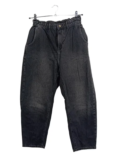 ZARA Damen High Waist Paperbag Jeans Hose Schwarz Gr. 40 W31