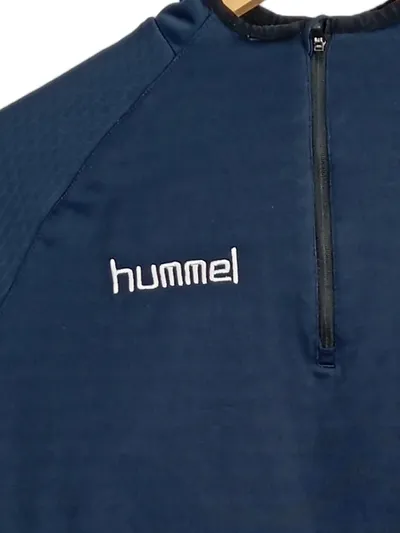 Hummel Sport Shirt Kinder Gr. 176 Blau Langarm Half-Zip Training