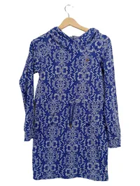 Blutsgeschwister Damen Kapuzenpullover Kleid Gr. XS Blau Floral Baumwolle 1