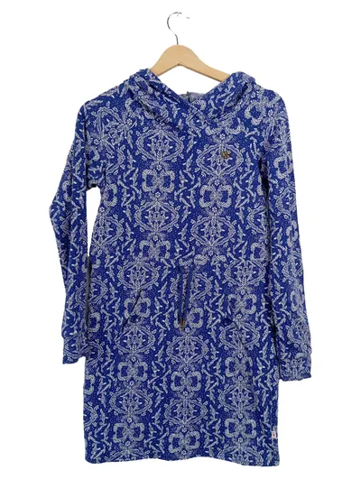 Blutsgeschwister Damen Kapuzenpullover Kleid Gr. XS Blau Floral Baumwolle