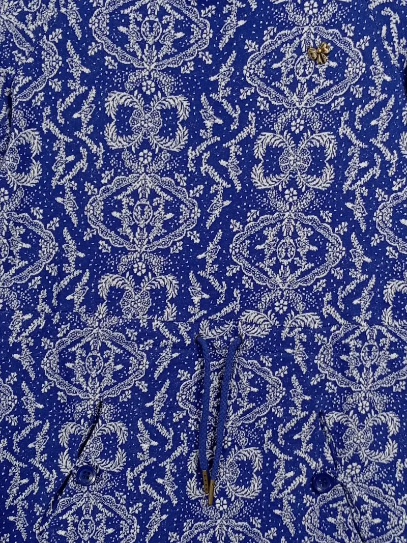 Blutsgeschwister Damen Kapuzenpullover Kleid Gr. XS Blau Floral Baumwolle 3