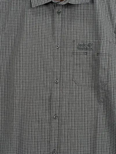Jack Wolfskin Herren Kurzarmhemd Gr. M kariert grau Outdoor Freizeithemd