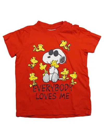Peanuts Snoopy T-Shirt Kinder Kurzarm Baumwolle Rot Gr. 92