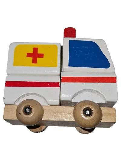 A.I.&E. Holz Spielzeugauto Krankenwagen Ambulanz Kinder Holzspielzeug