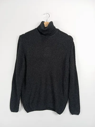 eksept Damen Rollkragenpullover Rippstrick Pullover Langarm Schwarz Gr. 38 M