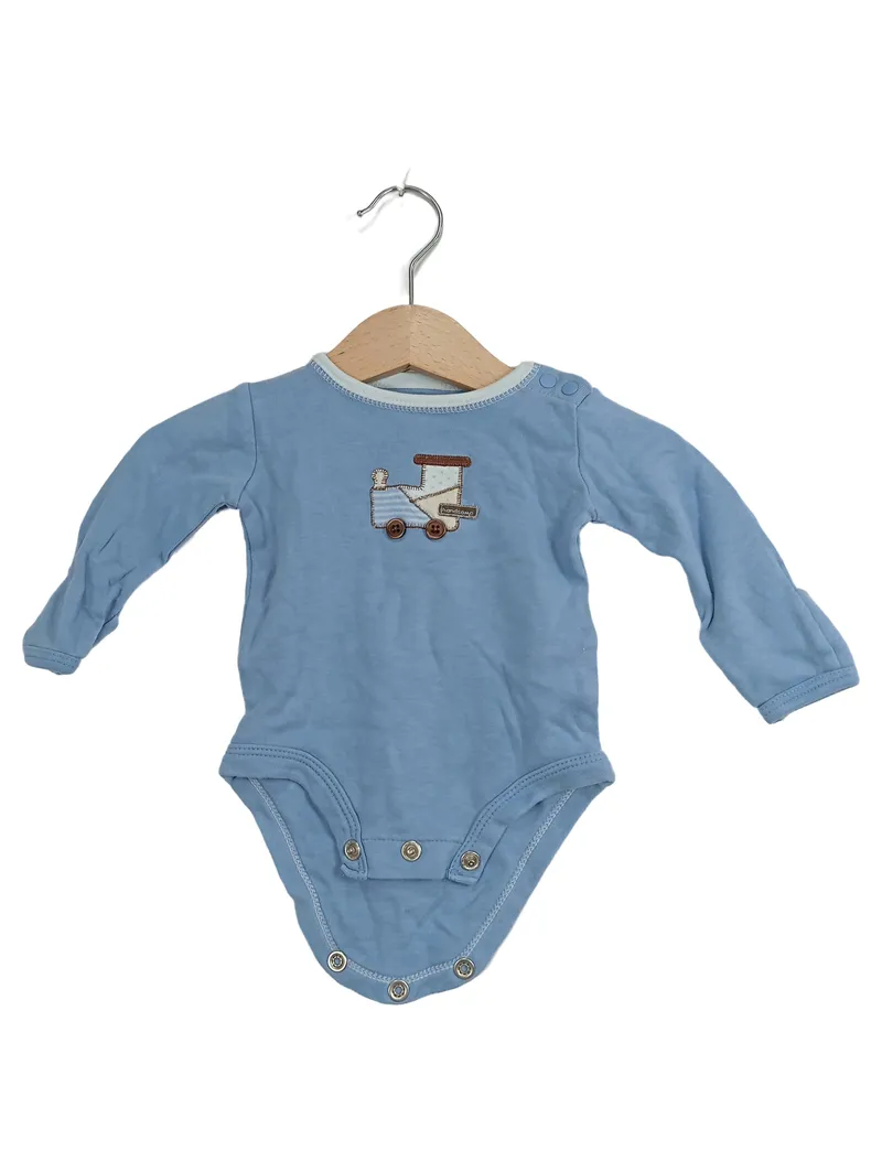 Carter's Baby Body Langarm Gr. 50/56 Blau mit Zug Applikation 1