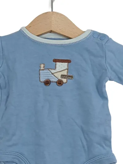 Carter's Baby Body Langarm Gr. 50/56 Blau mit Zug Applikation