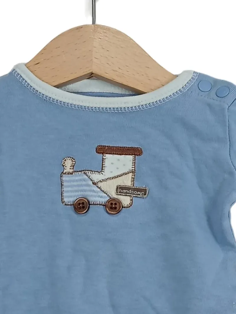 Carter's Baby Body Langarm Gr. 50/56 Blau mit Zug Applikation 3