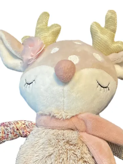 Bieco Reh Baby Kuscheltier Stofftier Florales Muster Beige 42cm