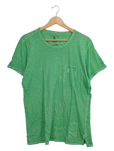 Herrlicher Herren T-Shirt Gr. L Grün Casual Baumwolle Kurzarm
