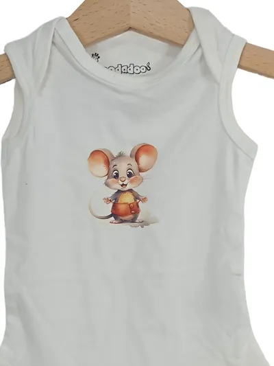 HOODADOO Baby Body Maus Motiv Gr. 50/56 Weiß Ärmellos Baumwolle