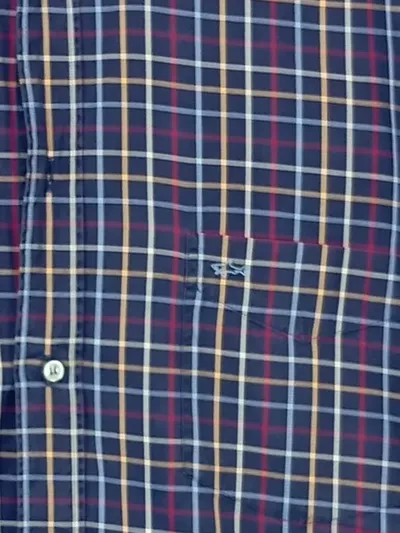 Paul & Shark Herren Freizeithemd Kariert Button-Down Gr. L Blau Baumwolle