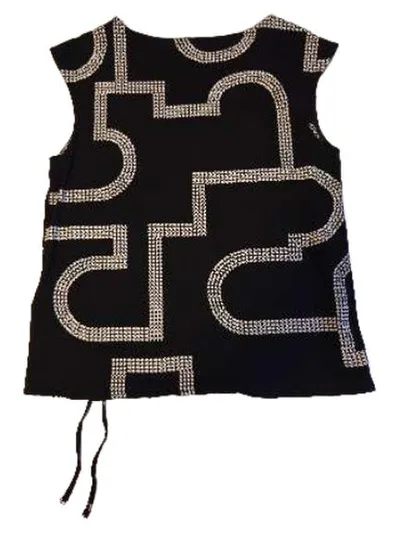 Street One Damen Top Gr. 40/L Schwarz Geometrisch Muster Viskose