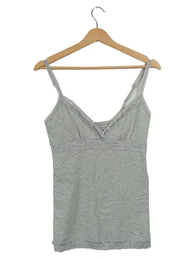 Aerie Damen Unterhemd Spitze Grau Baumwolle Gr. S Basic Alltag