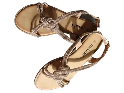 Palado Damen Sandaletten Gold Gr. 39 mit Strasssteinen elegant festlich