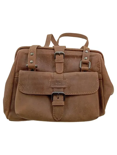 LandLeder Ledertasche Damen Vintage Braun Handtasche Echtleder 28x20cm