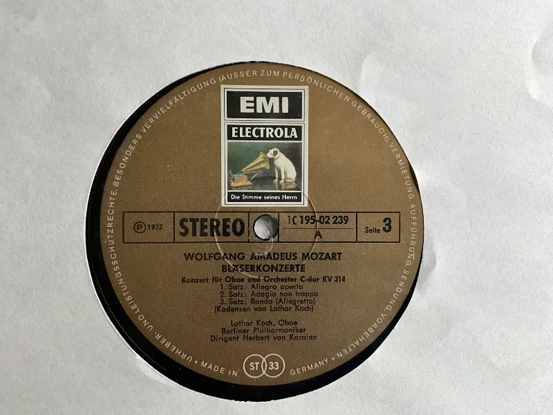 Mozart Bläserkonzerte Vinyl LP EMI Electrola Karajan Berliner Philharmoniker 1