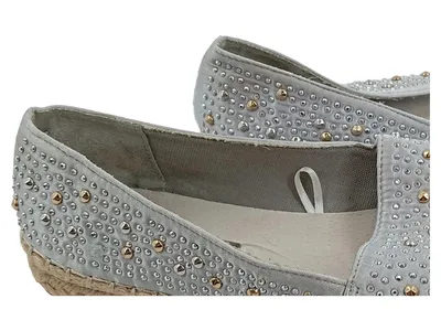 XTI Damen Espadrilles Gr. 39 Hellblau Strass Nieten Bast Slipper
