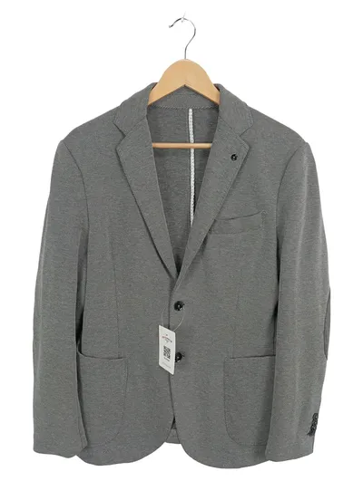 H.E. by Mango Herren Sakko Blazer Gr. S Grau Casual Strukturmuster