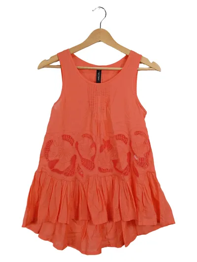 Marc Cain Damen Top Gr. 34/XS Orange Blumenstickerei Baumwolle