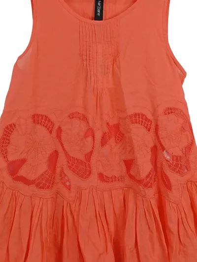 Marc Cain Damen Top Gr. 34/XS Orange Blumenstickerei Baumwolle