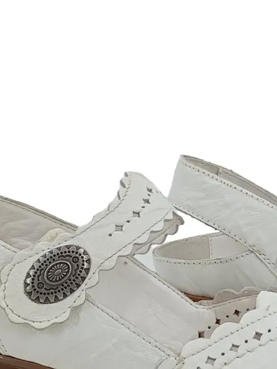 Rieker Antistress Damen Slingback Sandale Weiß Leder Gr. 39 Lochmuster