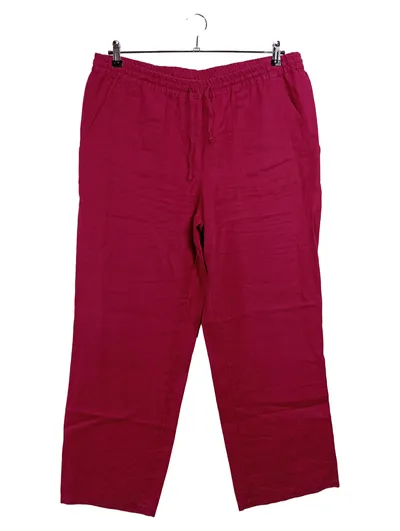 DW-SHOP Damen Stoffhose Leinenhose Pink Gr. 46 Casual Sommerhose