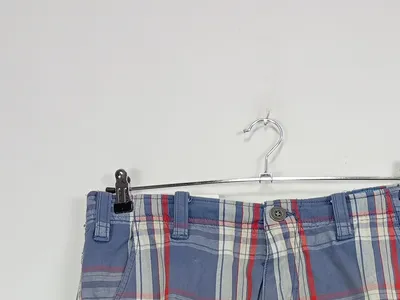 Tom Tailor Herren Cargo Shorts kariert Gr. 33 blau rot Baumwolle