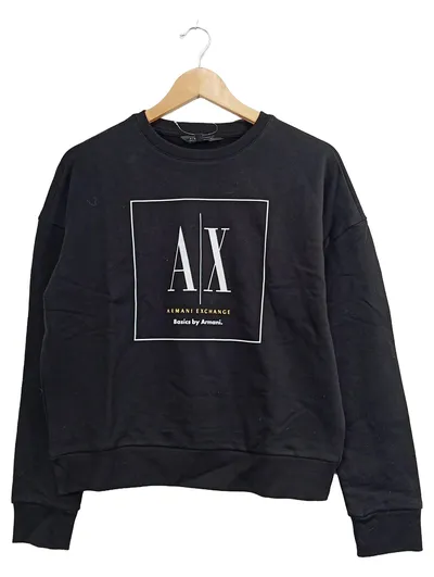 Armani Exchange Damen Pullover Sweatshirt Schwarz Logo Gr. S 36
