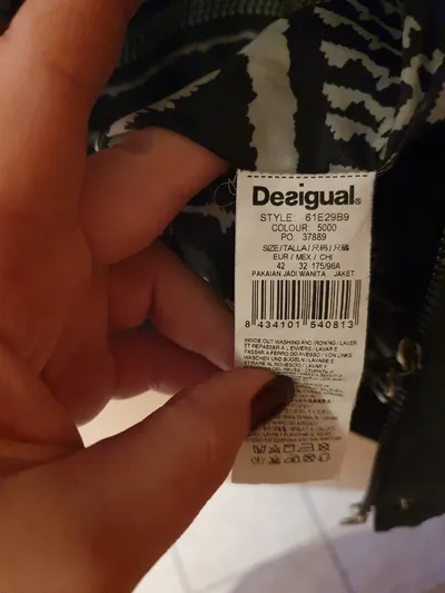 Desigual Damen Parka Jacke Gr. 42/XL Blau Kapuze Stickerei Bohemian