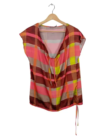 Geisha Damen Bluse Gr. 36/S kariert bunt Tunika Sommer leicht