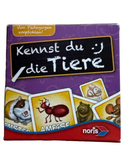 Noris Kennst du die Tiere Lernspiel Kartenspiel ab 5 Jahren 1-4 Spieler