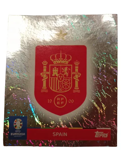 Topps Sammelkarte UEFA Euro 2024 Spanien Wappen Foil Blau Sticker
