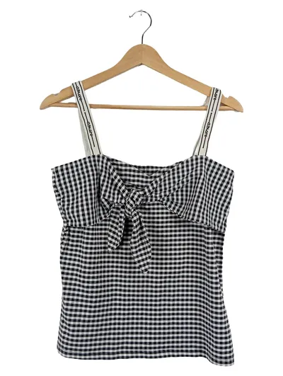 Hallhuber Damen Top Gr. S kariert schwarz weiß Schleife Träger