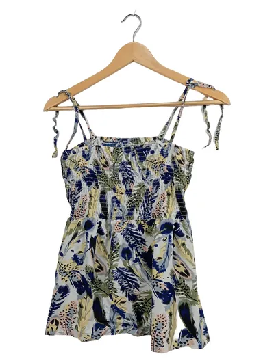 DESIRES Damen Top M Mehrfarbig Feder-Muster Spaghettiträger Casual