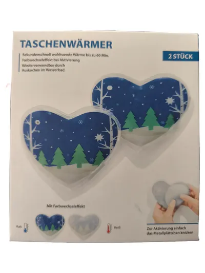 DELTA SPORT Taschenwärmer Herzform 2 Stück wiederverwendbar Weihnachten Blau