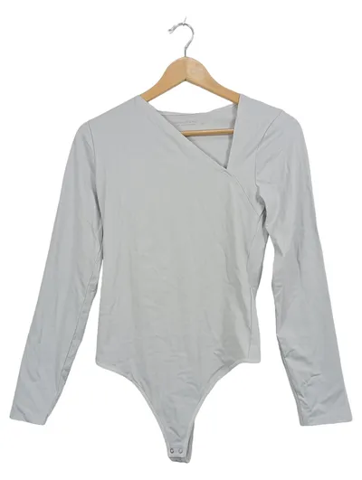 Abercrombie & Fitch Damen Body Langarm Wickeloptik Grau Gr. S