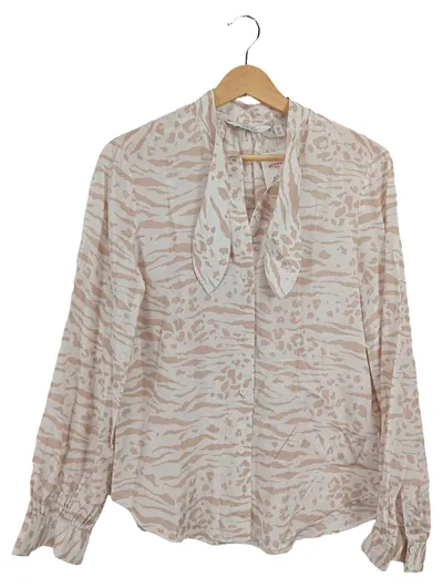 & Other Stories Bluse Damen Animal Print Schluppe Viskose Mix Beige Gr. 34