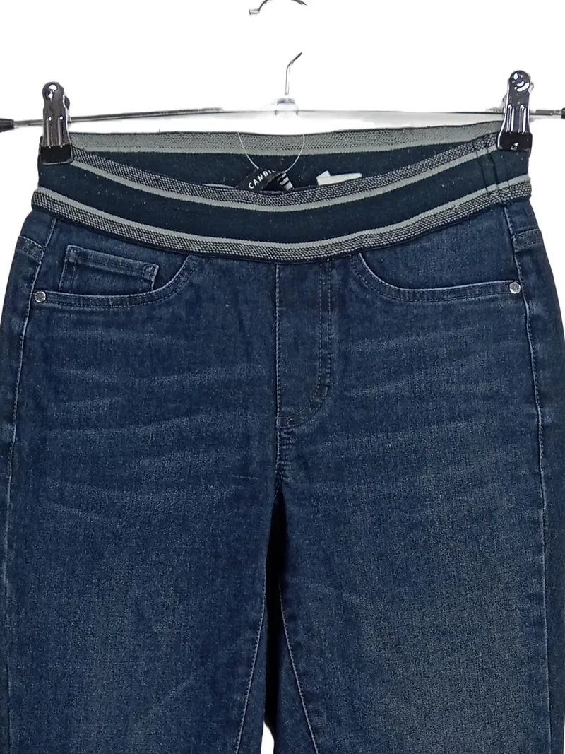 CAMBIO Damen Jeans Slim Fit Hose Blau Gr. W24 L30 Rippstrick Casual 3