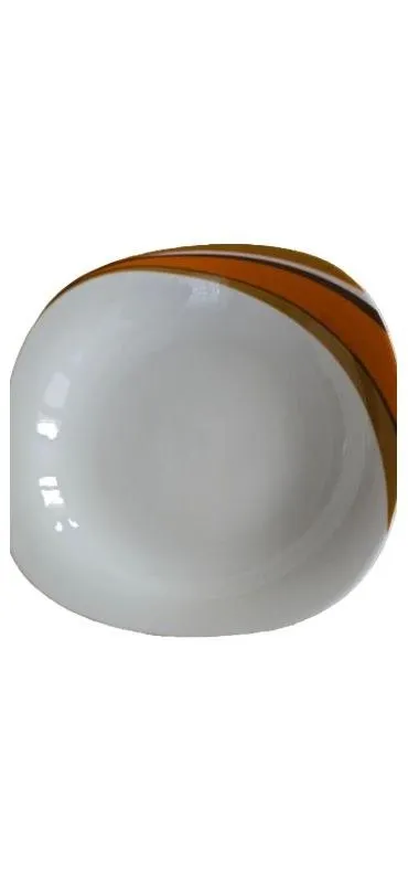Schirnding Bavaria Suppenteller Porzellan Weiß Orange Streifen 23cm Retro