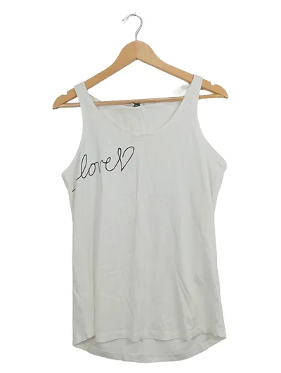 Fresh Made Damen Top Shirt Weiß Gr. 40/L Casual mit Love Aufdruck