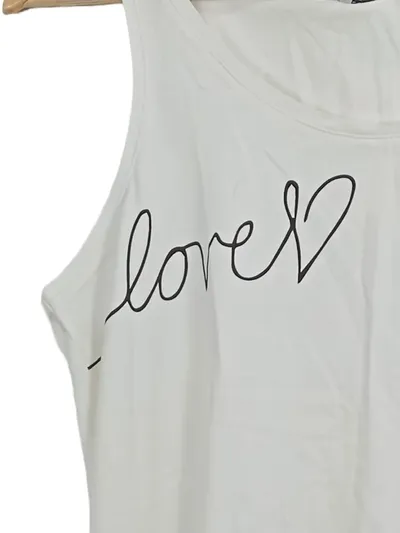 Fresh Made Damen Top Shirt Weiß Gr. 40/L Casual mit Love Aufdruck