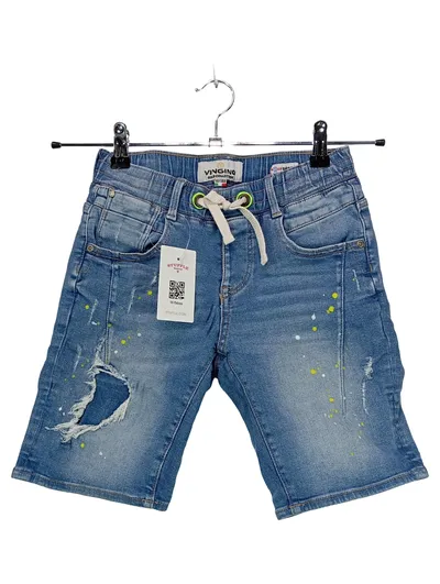 Vingino Jeans Shorts Jungen Gr. 140 Blau Destroyed Look Baumwolle