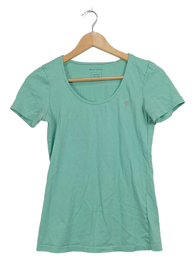 Marc O'Polo Damen T-Shirt Gr. XS Türkis Basic Organic Baumwolle 1