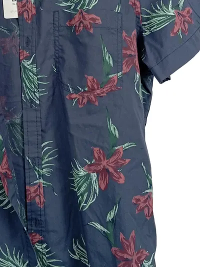 Stitch & Soul Herren Freizeithemd Kurzarm Blumen Tropical Blau Gr. XL
