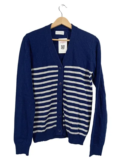American Vintage Strickjacke Damen L Blau Weiß Breton Streifen Cardigan